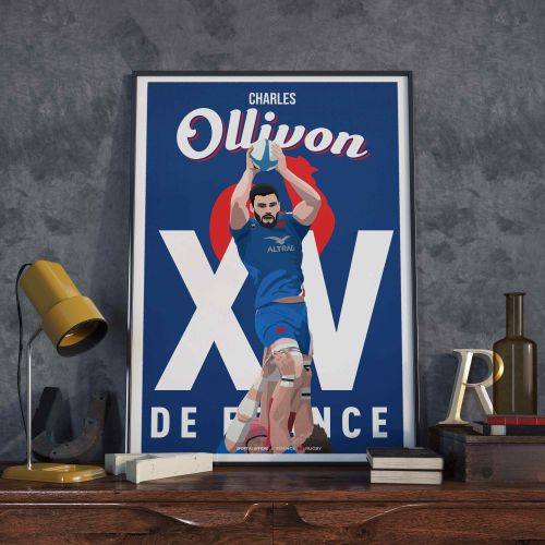 Affiche XV de France Charles Ollivon 40 x 60 cm