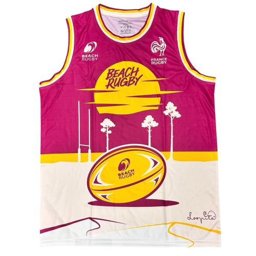 DEBARDEUR BEACH RUGBY LOOPITA FRANCE RUGBY FUSHIA MIXTE 