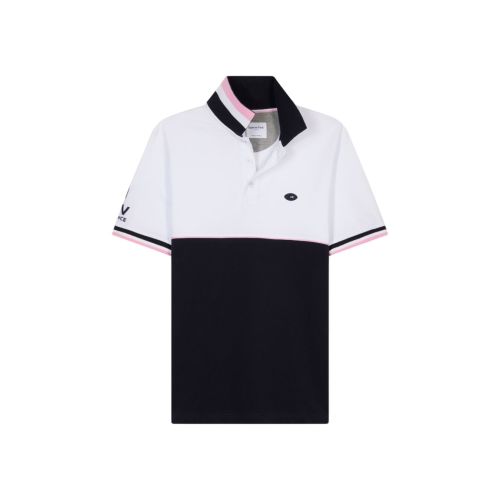 Polo Manches Courtes Piqué Coton Marine Blanc Eden Park