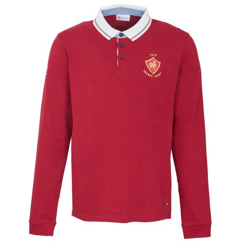 Polo Manches Longues Héritage France Rugby Rouge Pour Homme