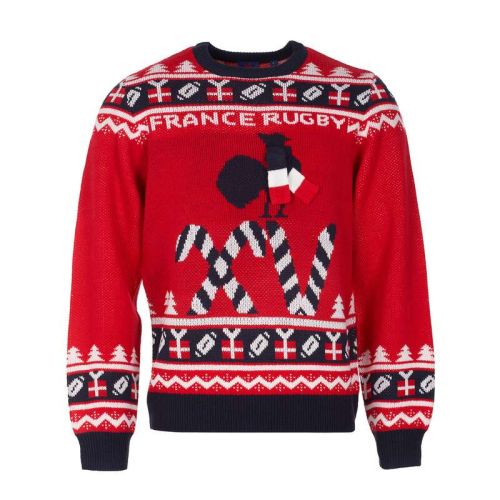 Pull De Noel France Rugby Rouge