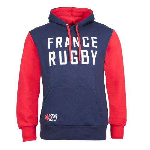 Sweat A Capuche Manches Longues France Rugby Marine/Rouge Homme